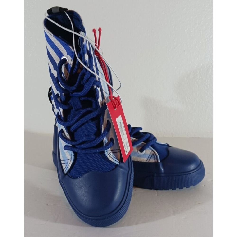 Hunter KIDS DIPPED BOOTS Canvas HIGH TOP SNEAKERS BLUE STRIPE Size 2